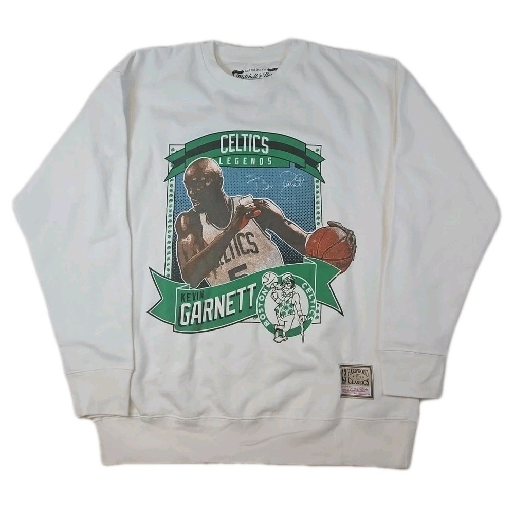 Mitchell And Ness Retro Crew Celtics Legends Kevin Garnett Men's Size L Wht